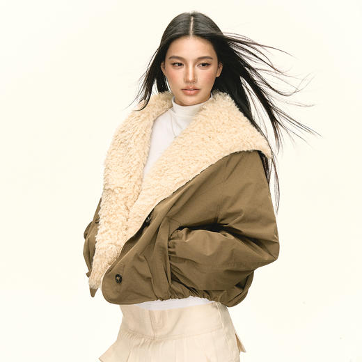 Ariseism 美式复古设计感棉服女冬季新款中长款外套 商品图0