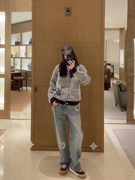 驴家  25FW 字母logo提花格纹针织开衫（DY）