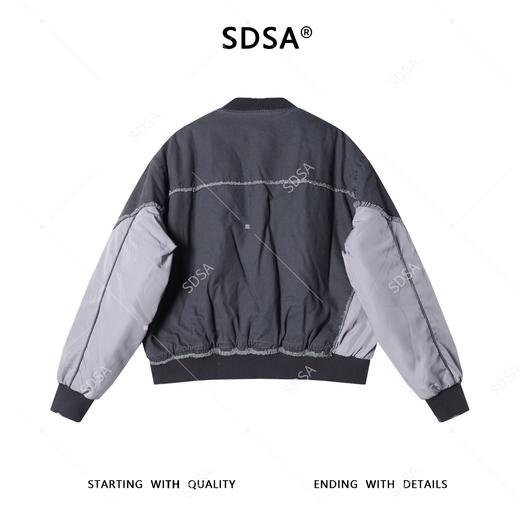 F6152SDSA秋冬新款痞帅男装美式街头潮牌撞色拼接毛边棒球领夹克外套 商品图5