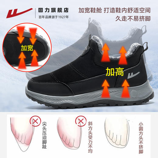 回力棉鞋男加绒加厚中老人冬鞋男款2025新款轻便一脚蹬爸爸加绒鞋 商品图1