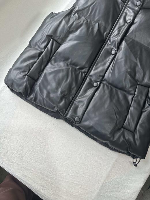 贝壳三 时尚立领PU皮加厚无袖外套马甲保暖百搭防风背心C120529 商品图5