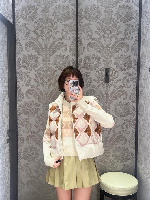 蒙口 25秋冬新款 撞色菱格纹羽绒马甲(TM) 商品图1