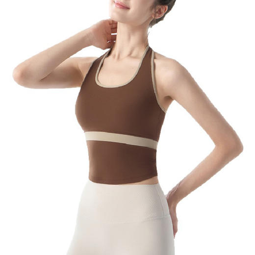 跃牌【海听系列】新款挂脖美背吊带瑜伽服背心带胸垫防震运动内衣女XC115-1 商品图4
