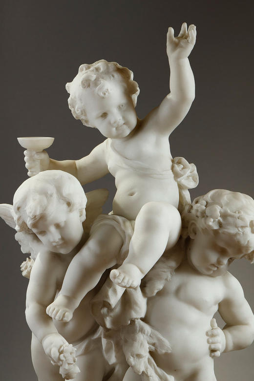 独角鹿西洋古董19世纪法国著名雕塑家Math. Moreau签名创作神话人物主题卡拉拉大理石雕塑作品《年轻的巴克斯》 商品图5