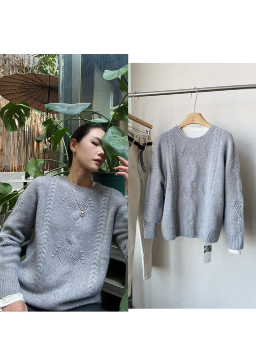 【复古羊绒】噢蜜ooomeooo麻花羊绒套头衫 商品图0
