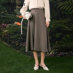 oldcolour欧珂春秋季纯色简约休闲通勤日常长裙女Q15061422