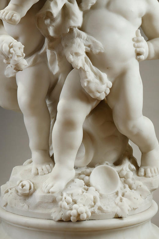 独角鹿西洋古董19世纪法国著名雕塑家Math. Moreau签名创作神话人物主题卡拉拉大理石雕塑作品《年轻的巴克斯》 商品图6