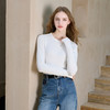 三彩2026春季新款简约纯色圆领长袖T恤套头打底衫上衣修身Z 商品缩略图3