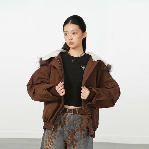 荒诞大毛领派克羽绒服-纪念日百货门店同款168143777 商品图0