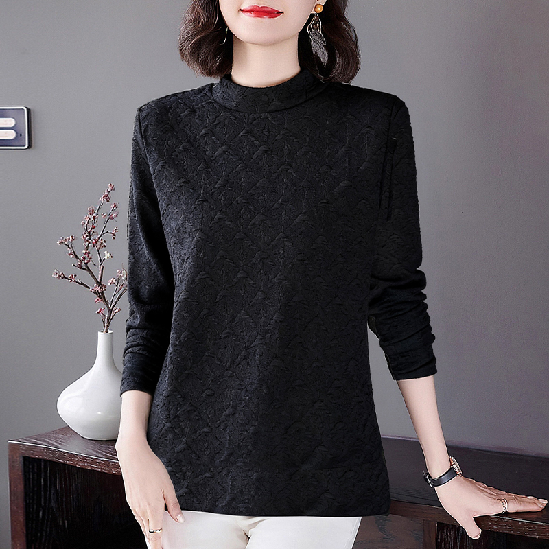 半高领打底衫女内搭黑色上衣2025新款爆款女装漂亮减龄长袖t恤秋