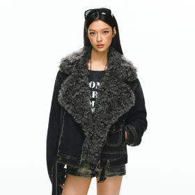 Ariseism 美式复古设计感可拆卸毛领棉服外套女冬季新款棉衣