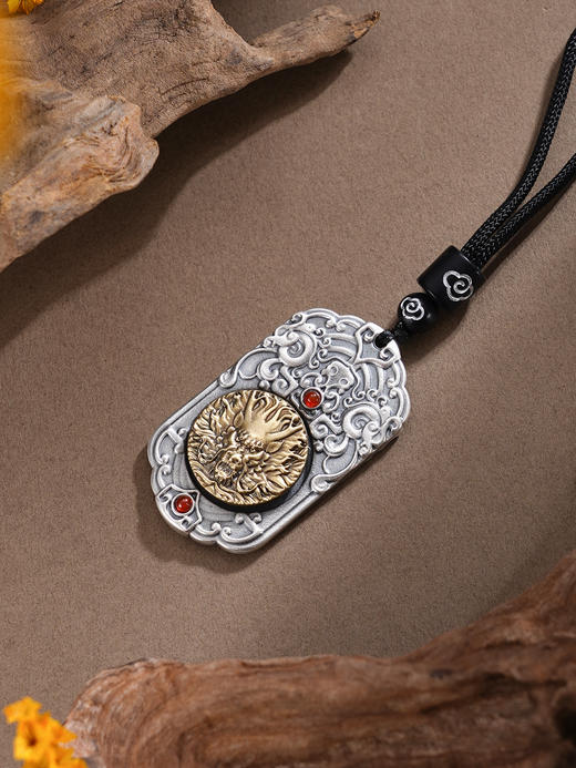 子佩集【云起龙腾】S999银套链【BX0280972】仿古镀金项链带绳龙头可转动原创作品2510 商品图1