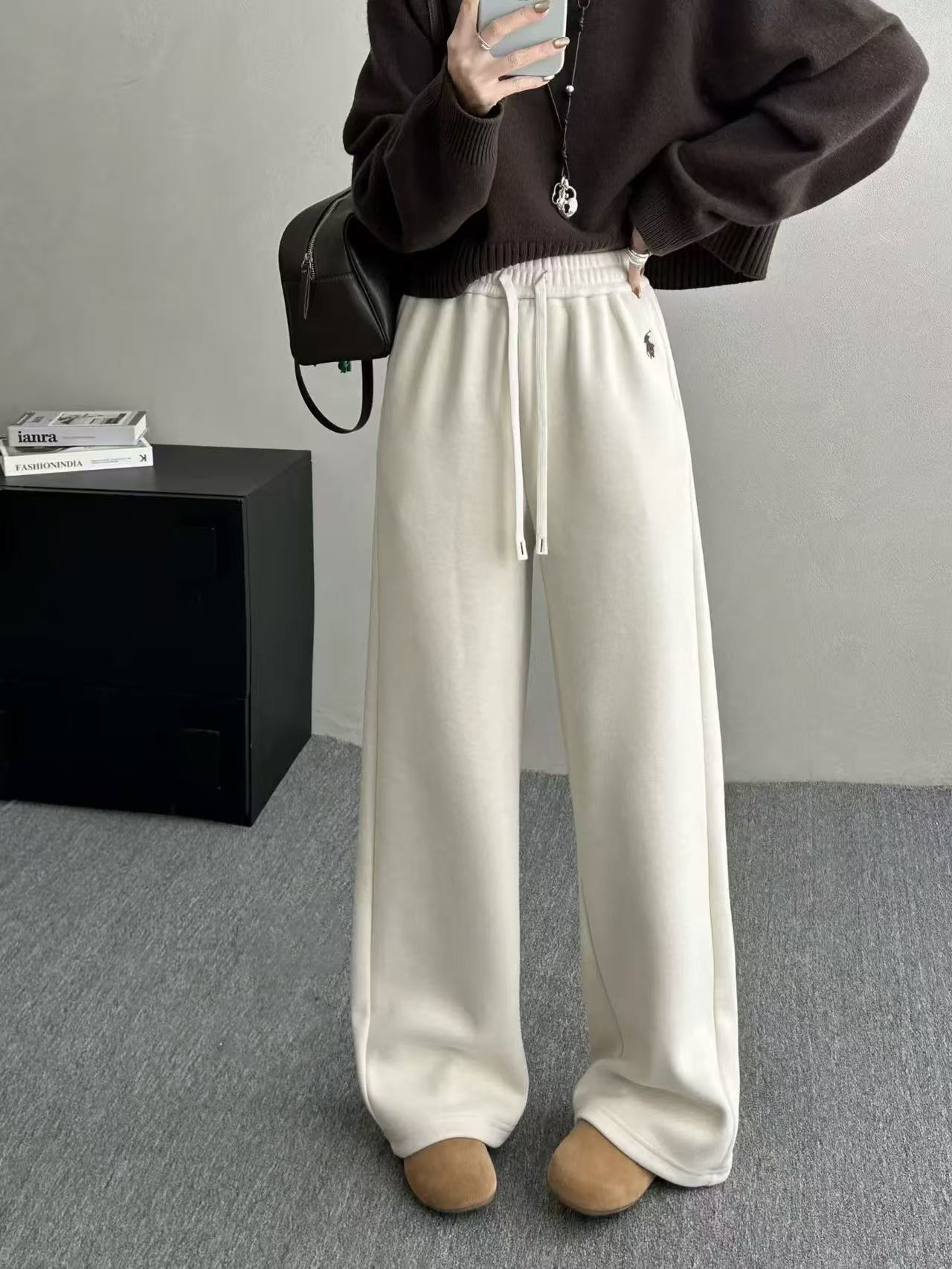 一条过冬！加绒加厚拉夫 双面绒阔腿裤！