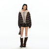 Ariseism 美式复古设计感毛毛格子棉服女秋冬新款修身棉衣外套 商品缩略图3