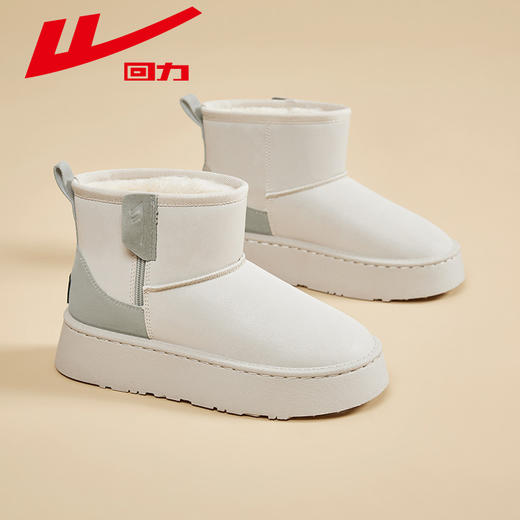 回力女鞋厚底雪地靴2025冬季新款加绒短靴防泼水保暖鞋子加厚棉鞋 商品图0