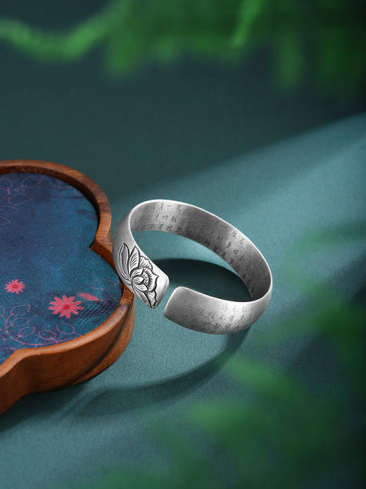 子佩集S999手工银【禅莲静心】手镯【55081262】原创设计 商品图4