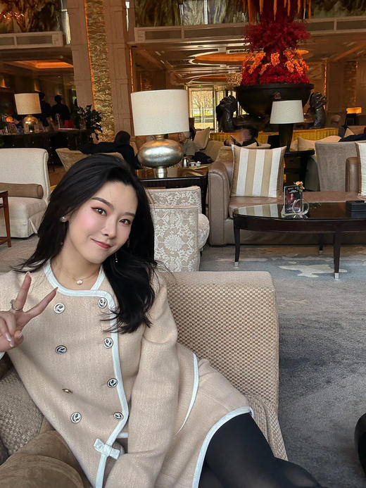 DUO智仙生 黑标 古早滑雪女孩小香风毛呢外套和半裙套装 商品图1