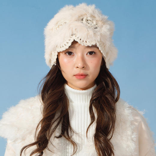 可爱兔兔毛绒钩织花朵毛绒盆帽-纪念日百货门店同款167045104 商品图3