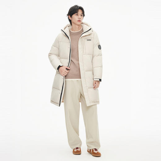 gxg.jeans男装 冬季中长款杏色连帽羽绒服J24XE114083 商品图3