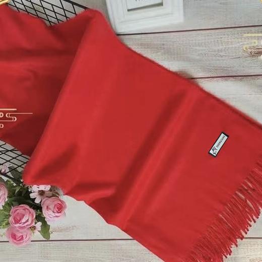 经典中国红 柔软亲肤厚实保暖大红围巾 商品图1