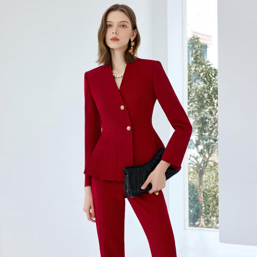 IWY/红色职业西装套装女秋季修身显瘦高级感职场通勤正装工作服25CP830 商品图2