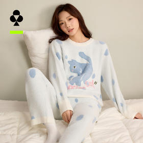 有棵树半边绒猫咪可爱风加厚女士家居服套装-J1106