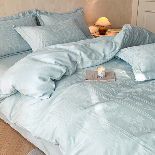 【热卖推荐】自然醒60支A版全棉加厚立体提花B版高克重牛奶绒四件套HS 商品图0