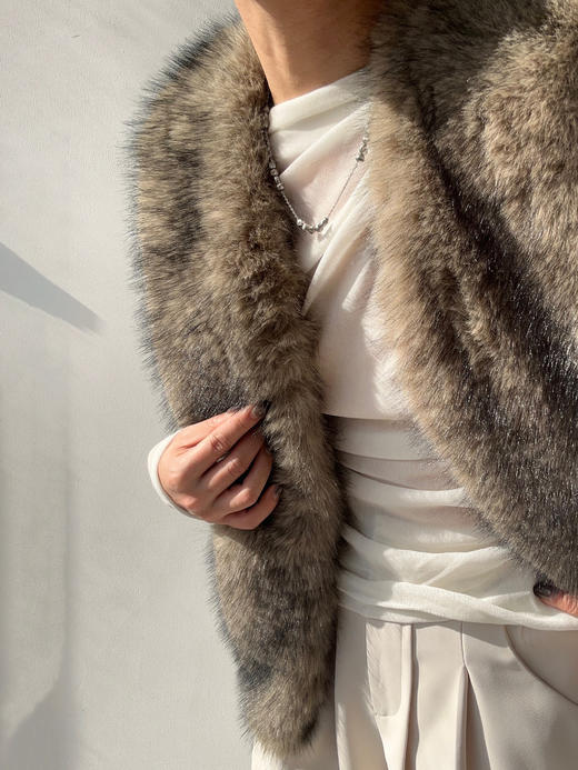 Running Closet｜环保毛无领马甲  [ 灰绿 仿皮草 ] 【LCM】 商品图5