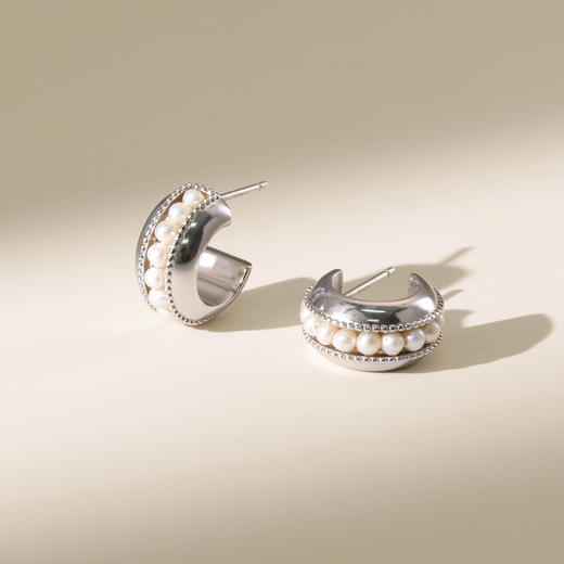 ARSIS｜流光系列 珠光月影耳圈（宽版） 商品图6