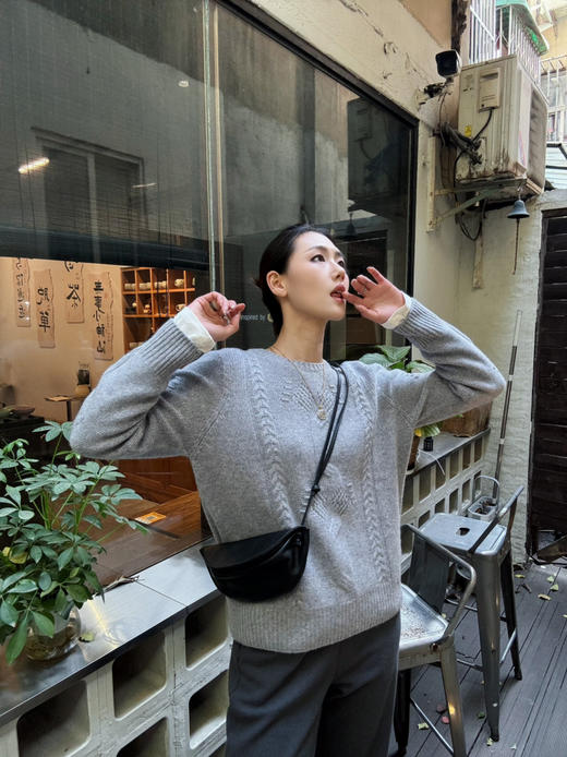 【复古羊绒】噢蜜ooomeooo麻花羊绒套头衫 商品图7