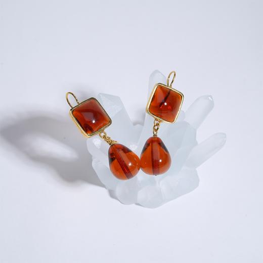 北京仓｜Loulou de la Falaise-PAVES-焦糖棕 方糖水滴 耳环［法国设计师］ 商品图2