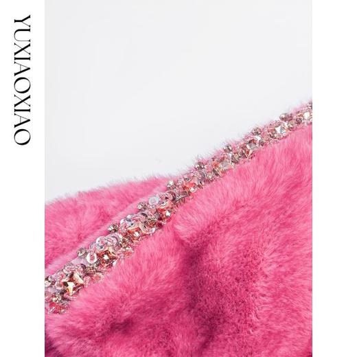 余潇潇【威尼斯甜心】轻奢气质重工织带双色染色翻领毛毛外套秋冬 商品图2