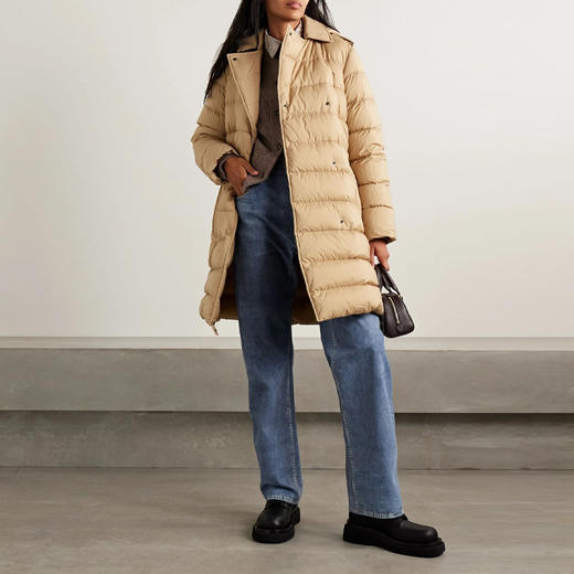 BURBERRY 巴宝莉 女士系带双排扣绗缝羽绒服 卡其色 8113175 B8626 商品图4