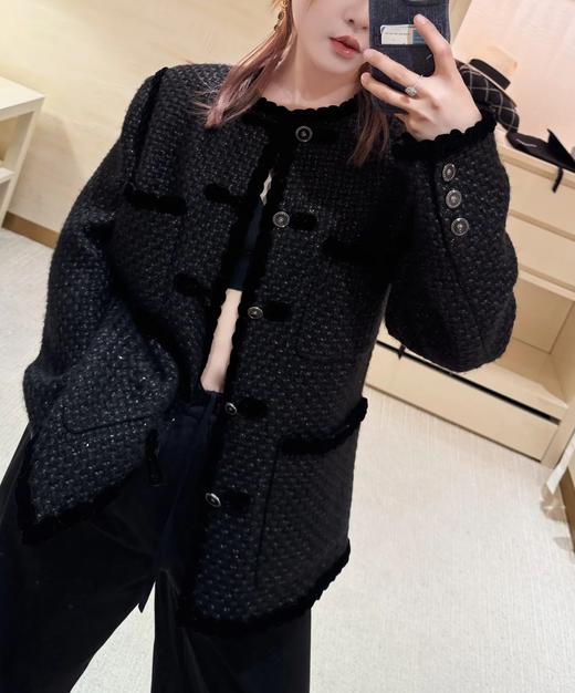 女款手工缝制口袋盘扣外套he025 商品图2