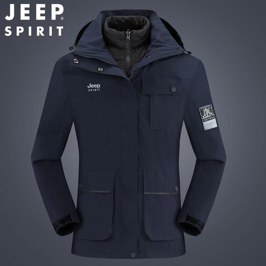 JEEP SPIRIT冲锋衣男情侣两件套可拆卸户外加绒加厚登山服HL8866 商品图0