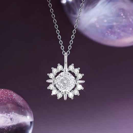 【Winy】s925 纯银星钻炽阳项链 太阳花闪耀吊坠 小众设计锁骨链 防过敏不掉色 商品图0