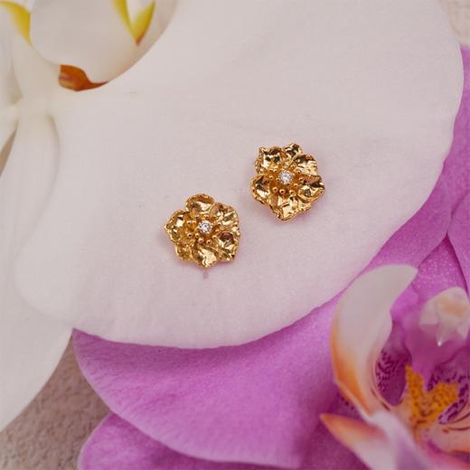 北京仓｜Agapee-Zinnia-金色 缎面 耳钉［法国设计师］ 商品图4
