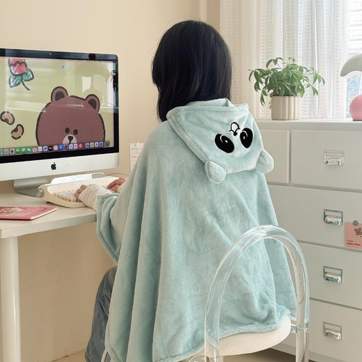 自然醒带帽披肩毯子熊猫和熊午休毯带帽毯JY 商品图0