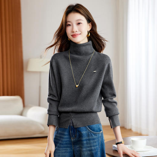 高级感半高领打底衫，宽松内搭小个子针织上衣设计感毛衣CC-QL-8968 商品图2