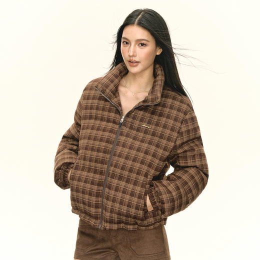 Ariseism 美式复古设计感格子棉服外套女秋冬新款上衣面包服 商品图1