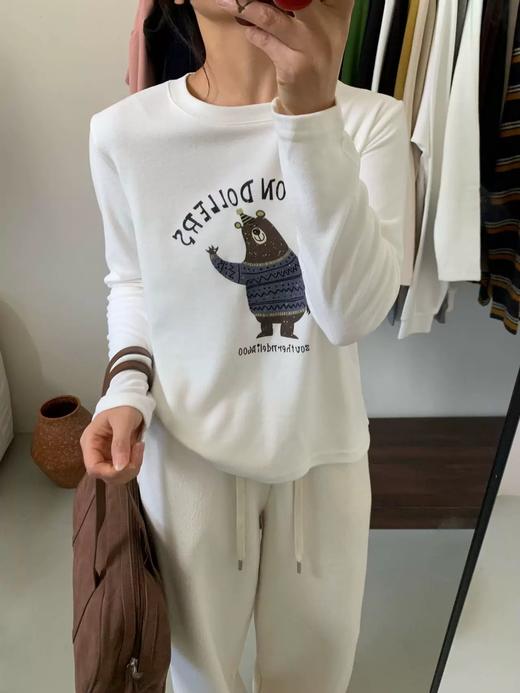 老米优品🎈3-5天。双面澳绒+萌系小熊《软萌毛线衣小熊绒绒打底tee》宅家慵懒感/出门松弛感，一件T恤全拿捏！T251205A 商品图5
