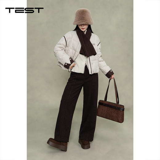 冬上新温柔系米棕撞色短款棉衣2254168 商品图2