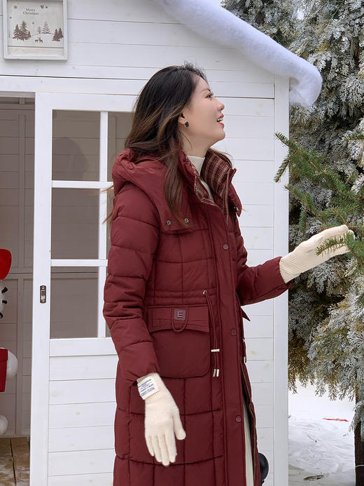 【百图lulu定制】【预售7天发】【爱尔兰棉服】格子拼接  收腰 连帽可拆  显瘦棉服 商品图12