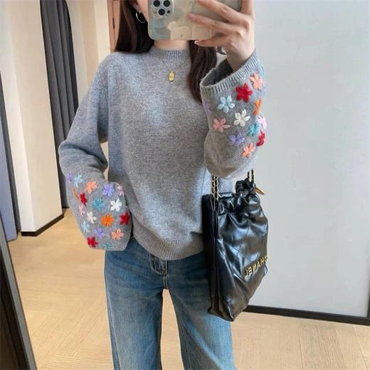 2色可选~【“小花海”重磅纯手工钩花100%羊毛针织衫🐑】松软垂顺，保暖不压身~无标发货WD 商品图6