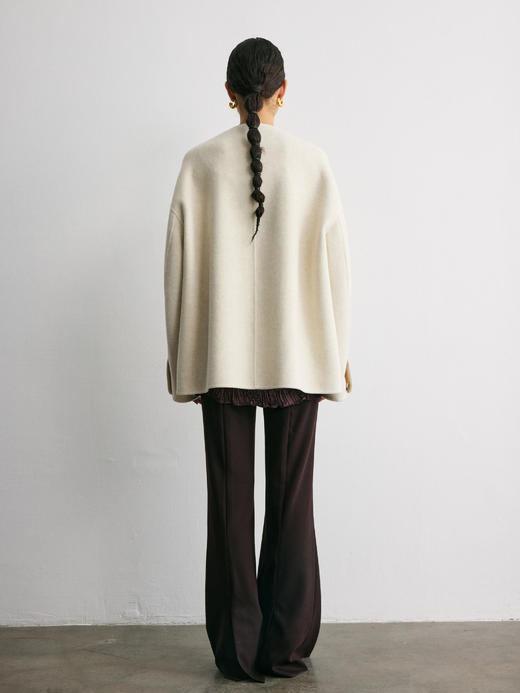 YANYI CHANG｜92870370 中式圆领一字扣羊绒羊毛短大衣 [ 白 ] 商品图8