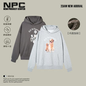 NPC 潮牌CC系列胸前金毛&斑点狗印花卫衣锁温宽松国潮CC3BST11