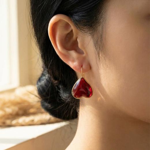 北京仓｜Loulou de la Falaise-Clover-勃垦第红 爱心 耳环［法国设计师］ 商品图1