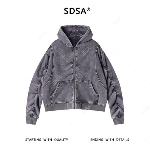 F7305SDSA男士秋冬新款痞帅男装潮牌高街做旧连帽卫衣百搭时尚短款外套 商品图1