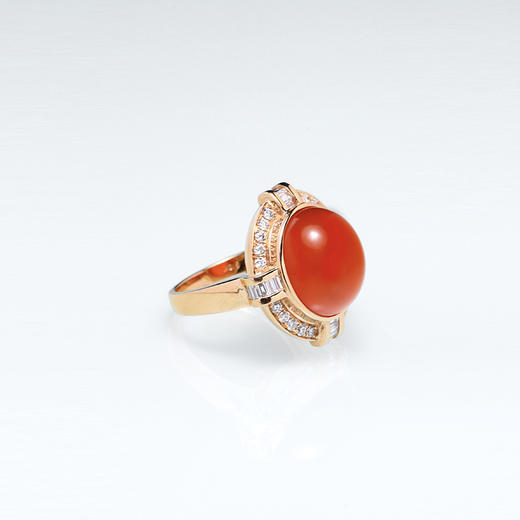 【挚友限定】重工镶 | 果冻红南红&钻石戒指 商品图4