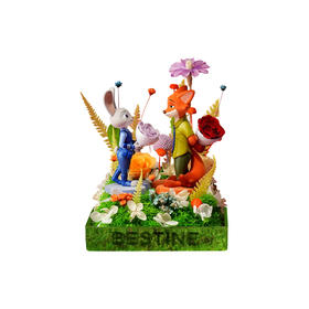 VBEINGS花语 迪士尼疯狂动物城朱迪尼克永生花礼盒摆件生日礼物